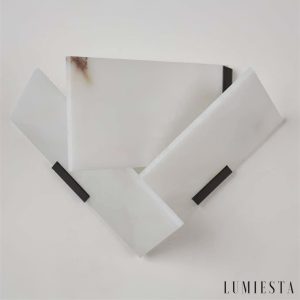 LuminisX - Kinkiet nowoczesny alabastrowy, biały do sypialni i salonu Ø26x21 cm