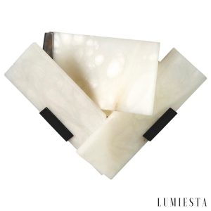 LuminisX - Kinkiet nowoczesny alabastrowy, biały do sypialni i salonu Ø26x21 cm