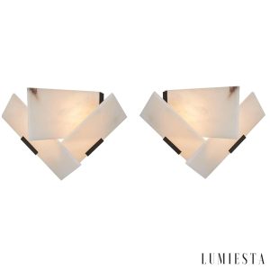 LuminisX - Kinkiet nowoczesny alabastrowy, biały do sypialni i salonu Ø26x21 cm