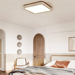 Lunatria - Lampa sufitowa trawertynowa, żółta do salonu, Ø38/48/58 cm