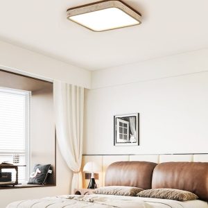 Lunatria - Lampa sufitowa trawertynowa, żółta do salonu, Ø38/48/58 cm