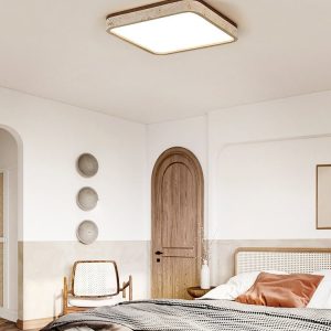 Lunatria - Lampa sufitowa trawertynowa, żółta do salonu, Ø38/48/58 cm