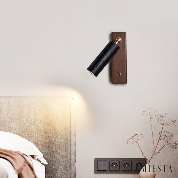 Lyonis - Lampa wisząca nowoczesna, czarny trawertyn i orzech, nad stół Ø4x12 cm