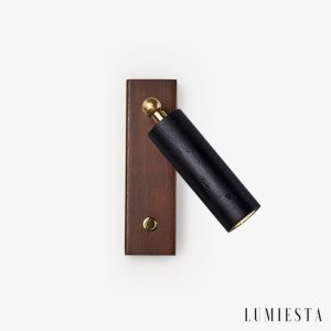 Lyonis - Lampa wisząca nowoczesna, czarny trawertyn i orzech, nad stół Ø4x12 cm