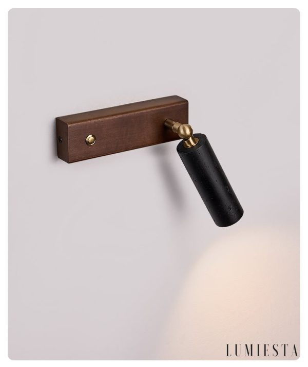 Lyonis - Lampa wisząca nowoczesna, czarny trawertyn i orzech, nad stół Ø4x12 cm