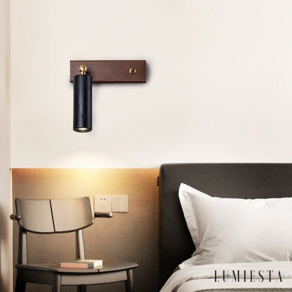 Lyonis - Lampa wisząca nowoczesna, czarny trawertyn i orzech, nad stół Ø4x12 cm