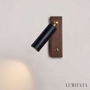 Lyonis - Lampa wisząca nowoczesna, czarny trawertyn i orzech, nad stół Ø4x12 cm