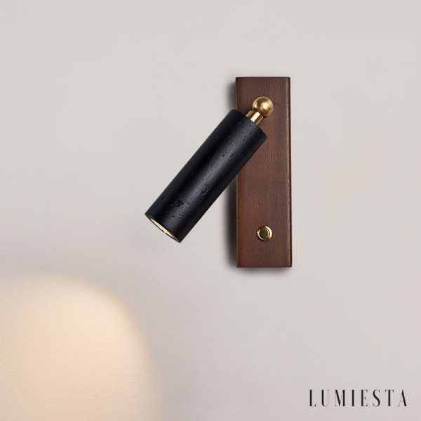 Lyonis - Lampa wisząca nowoczesna, czarny trawertyn i orzech, nad stół Ø4x12 cm