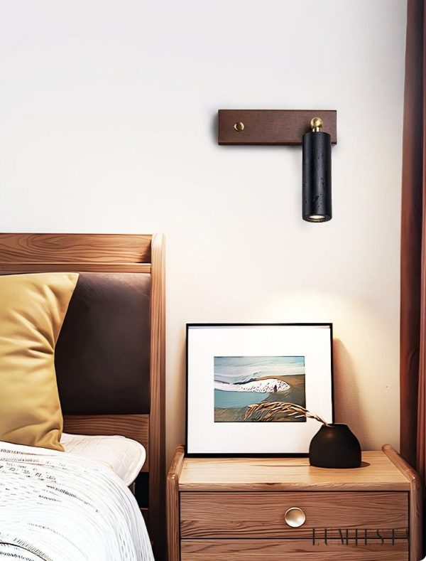 Lyonis - Lampa wisząca nowoczesna, czarny trawertyn i orzech, nad stół Ø4x12 cm