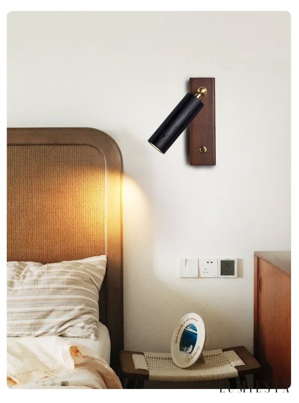 Lyonis - Lampa wisząca nowoczesna, czarny trawertyn i orzech, nad stół Ø4x12 cm