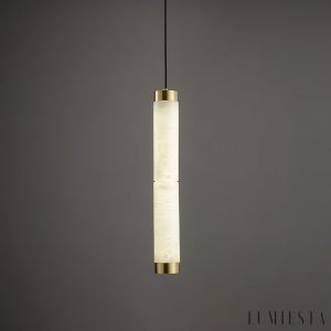 Machoria - Lampa wisząca nowoczesna złoto-biała, do jadalni, Ø8 x 50/60 cm