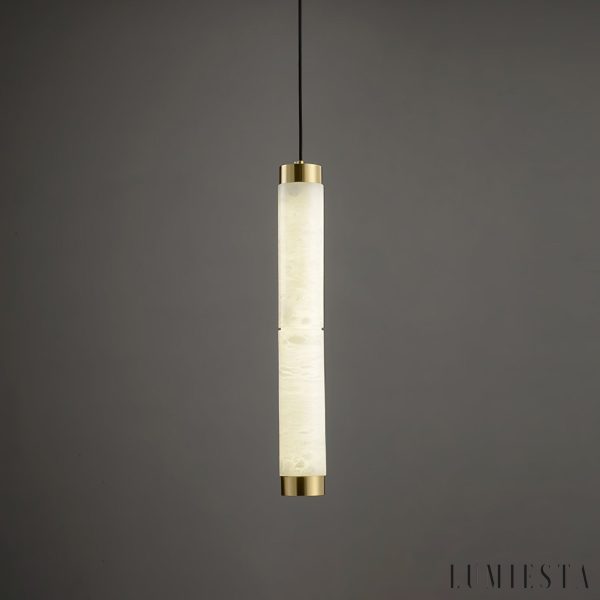 Machoria - Lampa wisząca nowoczesna złoto-biała, do jadalni, Ø8 x 50/60 cm