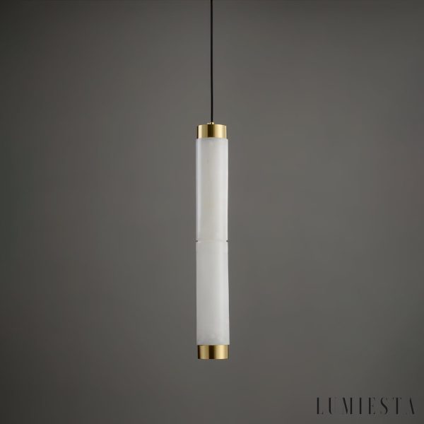 Machoria - Lampa wisząca nowoczesna złoto-biała, do jadalni, Ø8 x 50/60 cm