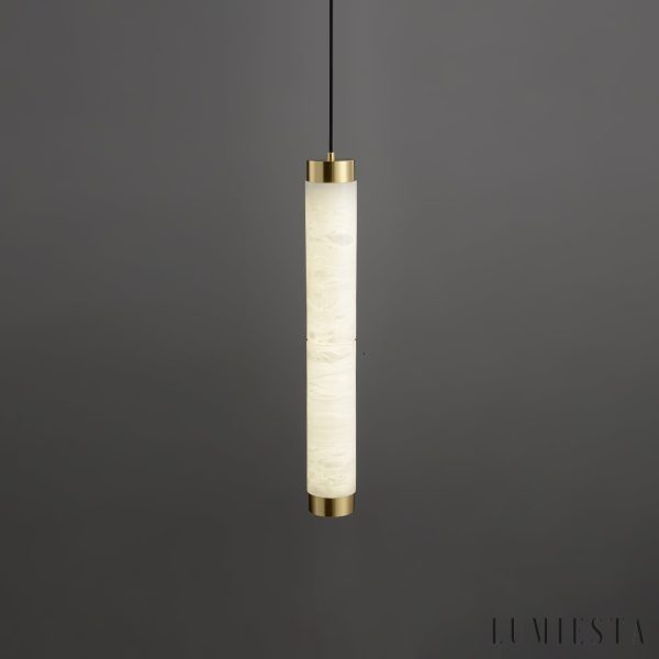 Machoria - Lampa wisząca nowoczesna złoto-biała, do jadalni, Ø8 x 50/60 cm