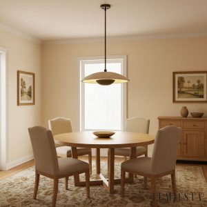 Manaura - Lampa wisząca skandynawska drewniana, orzech do jadalni, Ø25 x H8 cm