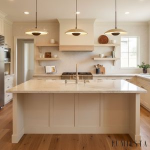 Manaura - Lampa wisząca skandynawska drewniana, orzech do jadalni, Ø25 x H8 cm