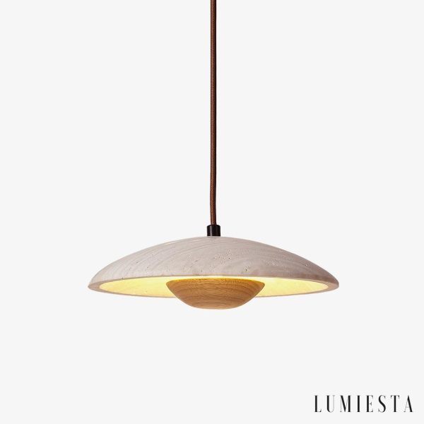 Manaura - Lampa wisząca skandynawska drewniana, orzech do jadalni, Ø25 x H8 cm