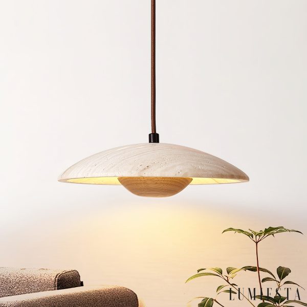 Manaura - Lampa wisząca skandynawska drewniana, orzech do jadalni, Ø25 x H8 cm