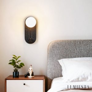 Marsevia - Kinkiet trawertynowy nowoczesny, czarny/biały do salonu, Ø11x25 cm