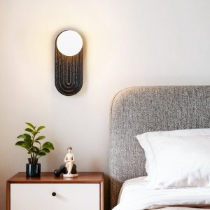 Marsevia - Kinkiet trawertynowy nowoczesny, czarny/biały do salonu, Ø11x25 cm