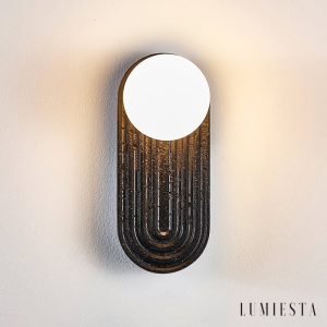 Marsevia - Kinkiet trawertynowy nowoczesny, czarny/biały do salonu, Ø11x25 cm