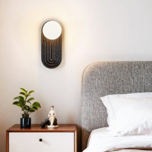 Marsevia - Kinkiet trawertynowy nowoczesny, czarny/biały do salonu, Ø11x25 cm