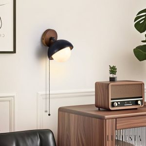 Mediterris - Kinkiet trawertynowy, czarny z orzechem do salonu, Ø15x19 cm