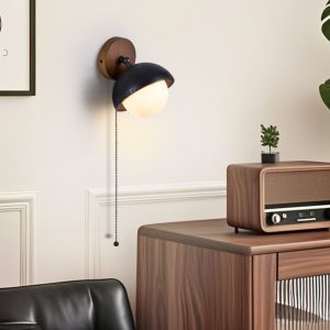 Mediterris - Kinkiet trawertynowy, czarny z orzechem do salonu, Ø15x19 cm