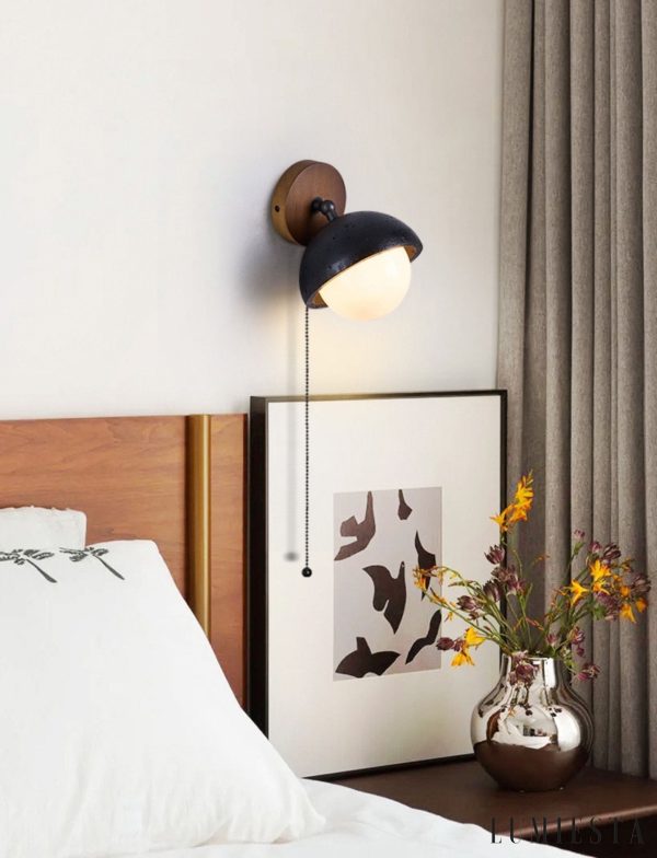 Mediterris - Kinkiet trawertynowy, czarny z orzechem do salonu, Ø15x19 cm