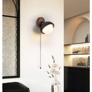 Mediterris - Kinkiet trawertynowy, czarny z orzechem do salonu, Ø15x19 cm