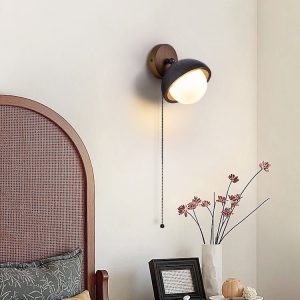 Mediterris - Kinkiet trawertynowy, czarny z orzechem do salonu, Ø15x19 cm