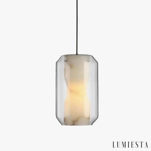 Metropolia - Lampa wisząca nowoczesna, alabaster, szaro-biała do salonu Ø20/25 cm
