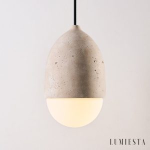 Mykenea - Lampa wisząca trawertynowa, żółto-biała, do salonu, Ø12/15/23/60 cm