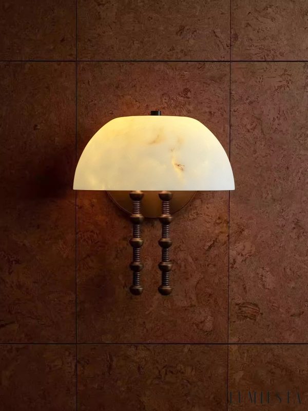 Nazcaria - Lampa wisząca alabastrowa, biała z brązem do salonu, Ø35 x 39 cm