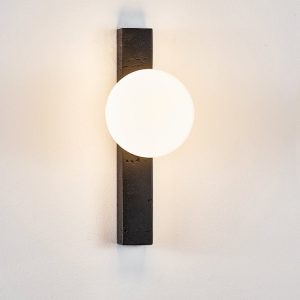 Nefelora - Lampa wisząca trawertynowa, czarno-biała do jadalni, Ø5x30/66/95 cm