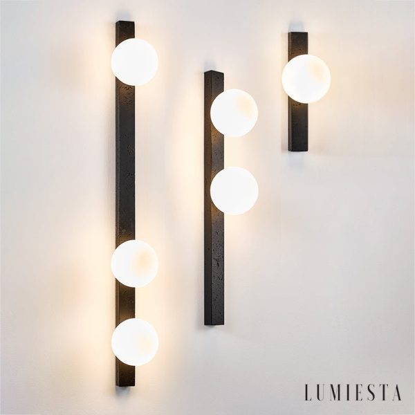 Nefelora - Lampa wisząca trawertynowa, czarno-biała do jadalni, Ø5x30/66/95 cm