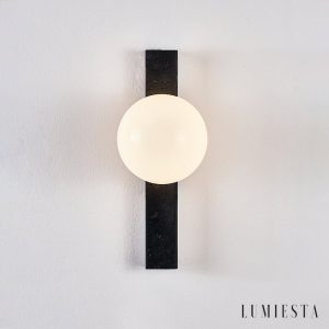 Nefelora - Lampa wisząca trawertynowa, czarno-biała do jadalni, Ø5x30/66/95 cm