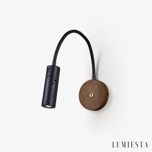 Nizzara - Lampa wisząca z czarnego trawertynu i orzecha do salonu Ø4 x 12 cm