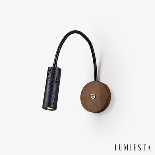 Nizzara - Lampa wisząca z czarnego trawertynu i orzecha do salonu Ø4 x 12 cm