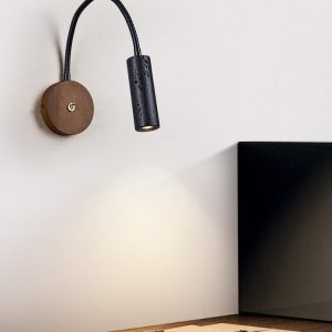 Nizzara - Lampa wisząca z czarnego trawertynu i orzecha do salonu Ø4 x 12 cm