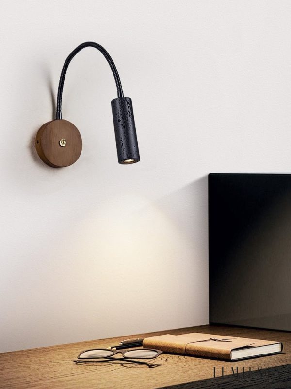 Nizzara - Lampa wisząca z czarnego trawertynu i orzecha do salonu Ø4 x 12 cm