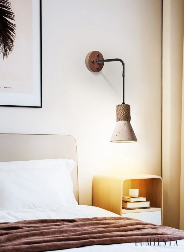 Oaxara - Lampa wisząca drewniana orzech/żółty trawertyn do salonu Ø12x17 cm