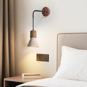 Oaxara - Lampa wisząca drewniana orzech/żółty trawertyn do salonu Ø12x17 cm