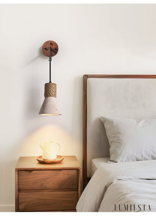 Oaxara - Lampa wisząca drewniana orzech/żółty trawertyn do salonu Ø12x17 cm