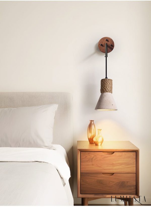 Oaxara - Lampa wisząca drewniana orzech/żółty trawertyn do salonu Ø12x17 cm