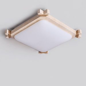 Olympis - Lampa sufitowa trawertynowa, żółto-biała, do salonu 44x44/55x55 cm