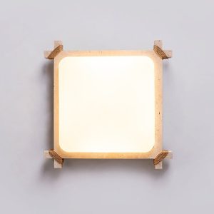 Olympis - Lampa sufitowa trawertynowa, żółto-biała, do salonu 44x44/55x55 cm