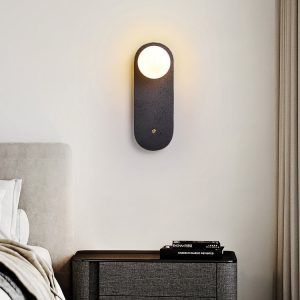 Onyvera - Kinkiet trawertynowy czarny/biały, metal-szkło do korytarza Ø14x38 cm