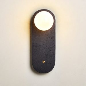 Onyvera - Kinkiet trawertynowy czarny/biały, metal-szkło do korytarza Ø14x38 cm