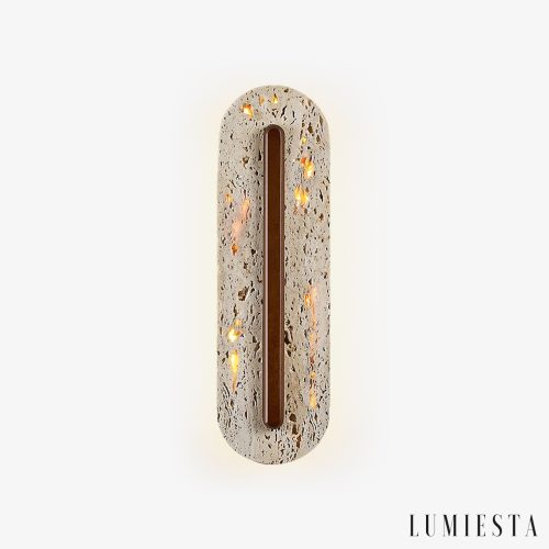 Orvetria - Lampa wisząca trawertynowa, orzechowa do salonu, Ø11 x 35 cm